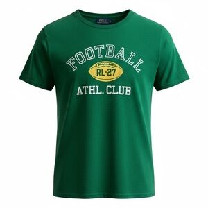 Polo Ralph Lauren Green Football Athletic Graphic Print Short Sleeve Tee Size XL